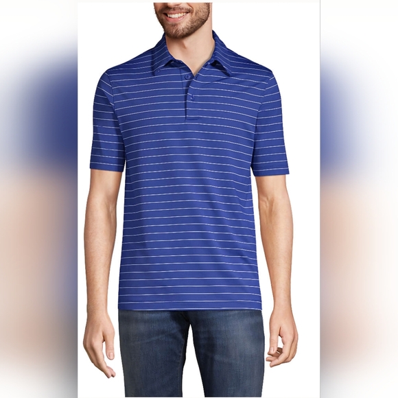 Lands' End Other - Land End Striped Polo Shirt Short Sleeve Rapid Dry Size Medium Blue